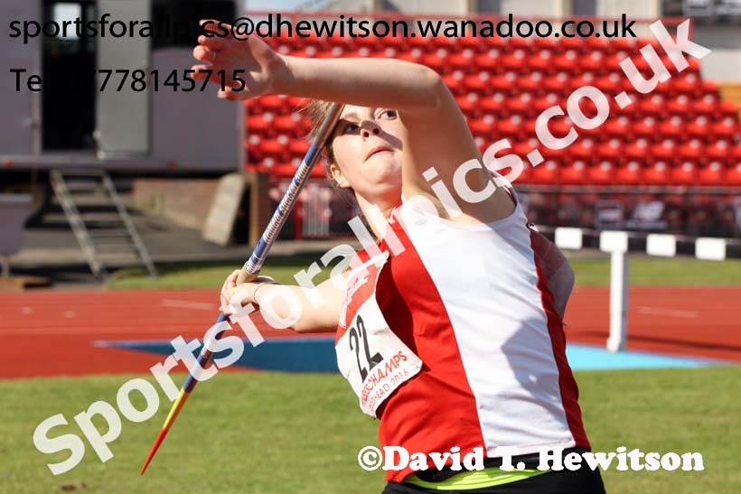 Inter girls javelin, English Schools Track and Field. Photo: David T. Hewitson/Sports for All Pics